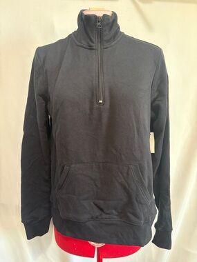 Amazon Essentials Black Quarter-Zip Pullover Sweatshirt SM241